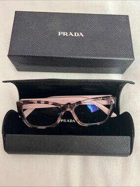 Prada Pink Tortoiseshell Cat-Eye Glasses